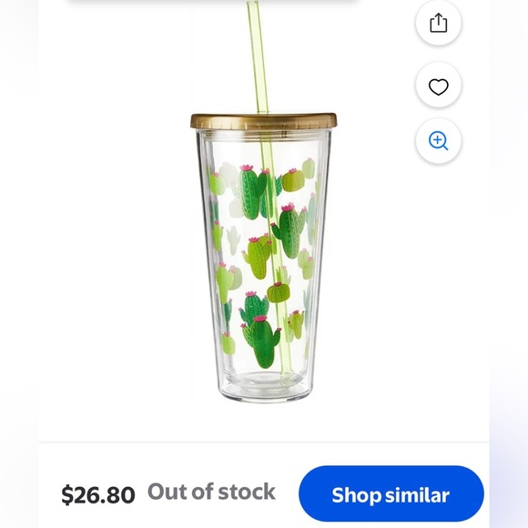 Gibson Other - Cactus Print Tumbler with Straw